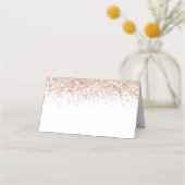 Elegante Rose Gold Glitzer Name Datum Hochzeit Platzkarte (Rückseite)