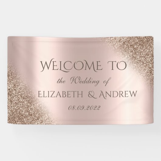 Elegante Rose Gold Glitzer Ombre Banner (Horizontal)