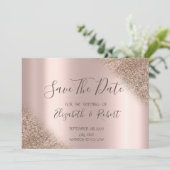 Elegante Rose Gold Glitzer Ombre Save the Date (Stehend Vorderseite)