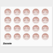 Elegante Rose Gold Glitzer Ombre Wedding Monogram Runder Aufkleber (Blatt)