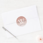 Elegante Rose Gold Glitzer Ombre Wedding Monogram Runder Aufkleber (Umschlag)