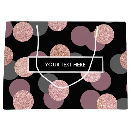 elegante Rose Gold Glitzer Pastellrosa Konfetti Große Geschenktüte (Vorderseite)