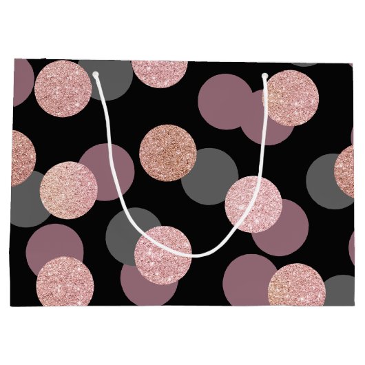 elegante Rose Gold Glitzer Pastellrosa Konfetti Große Geschenktüte (Rückseite)