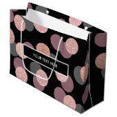 elegante Rose Gold Glitzer Pastellrosa Konfetti Große Geschenktüte (Vorderseite Schrägansicht)