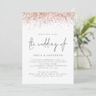 Elegante Rose Gold Glitzer QR Code Hochzeit Einladung