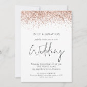 Elegante Rose Gold Glitzer QR Code Hochzeit Einladung (Vorderseite)