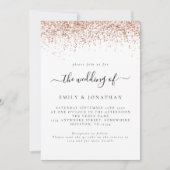 Elegante Rose Gold Glitzer QR Code Hochzeit Einladung (Vorderseite)