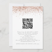 Elegante Rose Gold Glitzer QR Code Hochzeit Einladung (Rückseite)