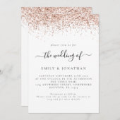 Elegante Rose Gold Glitzer QR Code Hochzeit Einladung (Vorne/Hinten)