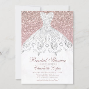 Elegante Rose Gold Glitzer Rodelbahn Brautparty Einladung