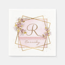 Elegante Rose Gold Glitzer Rose Monogram