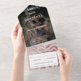 Elegante Rose Gold Glitzer Save the Date Foto UAWG All In One Einladung
