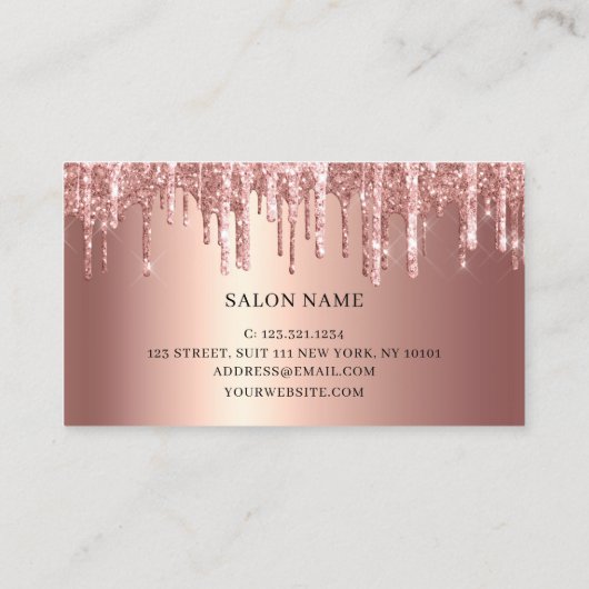 Elegante Rose Gold Glitzer Schere Haarstylist squ Visitenkarte (Rückseite)