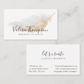 Elegante Rose Gold Glitzer schick graue Feder mode Visitenkarte (Vorne/Hinten)