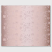 Elegante Rose Gold Glitzer Schnee und Schneeflocke Geschenkpapier (Flach)