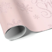 Elegante Rose Gold Glitzer Schnee und Schneeflocke Geschenkpapier (Rolleneckpunkt)