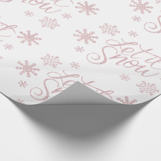Elegante Rose Gold Glitzer Schnee und Schneeflocke Geschenkpapier (Ecke)