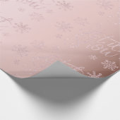 Elegante Rose Gold Glitzer Schnee und Schneeflocke Geschenkpapier (Ecke)