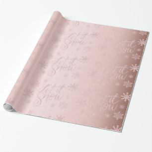Elegante Rose Gold Glitzer Schnee und Schneeflocke Geschenkpapier