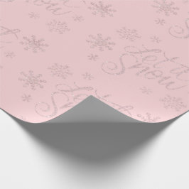 Elegante Rose Gold Glitzer Schnee und Schneeflocke Geschenkpapier