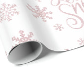 Elegante Rose Gold Glitzer Schnee und Schneeflocke Geschenkpapier (Rolleneckpunkt)