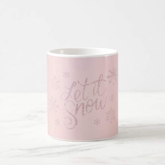 Elegante Rose Gold Glitzer Schnee und Schneeflocke Kaffeetasse (Mittel)