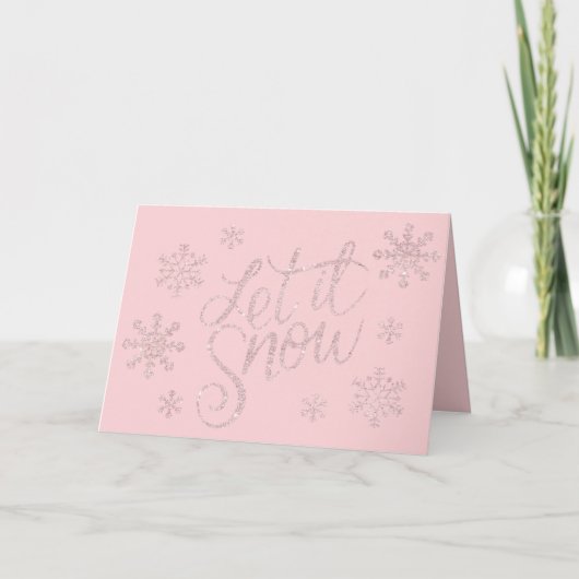 Elegante Rose Gold Glitzer Schnee und Schneeflocke Karte (Vorderseite)