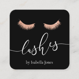 Elegante Rose Gold Glitzer Schwarze Wimpern Quadratische Visitenkarte