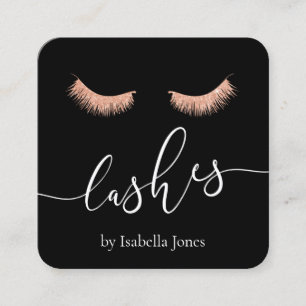 Elegante Rose Gold Glitzer Schwarze Wimpern Quadratische Visitenkarte