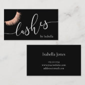 Elegante Rose Gold Glitzer Schwarze Wimpern Visitenkarte (Vorne/Hinten)
