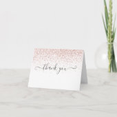 Elegante Rose Gold Glitzer Script Dankeskarte (Vorderseite)