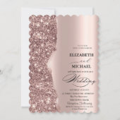 Elegante Rose Gold Glitzer Script Hochzeit Einladung (Vorderseite)