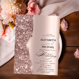 Elegante Rose Gold Glitzer Script Hochzeit Einladung