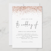Elegante Rose Gold Glitzer Script Hochzeit Einladung (Vorderseite)