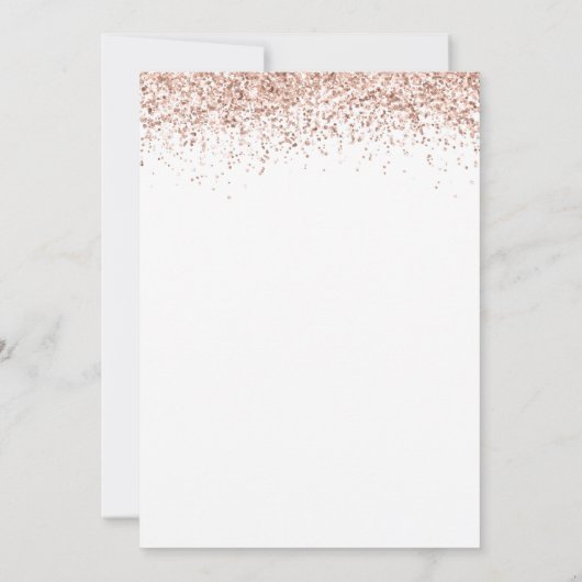 Elegante Rose Gold Glitzer Script Hochzeit Einladung (Rückseite)