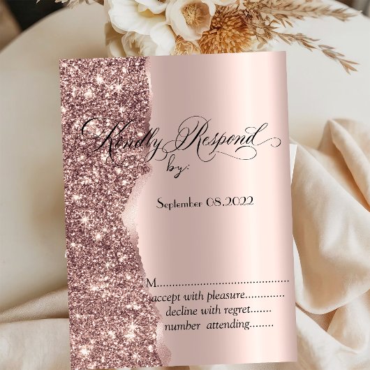 Elegante Rose Gold Glitzer Script UAWG Einladung