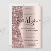 Elegante Rose Gold Glitzer Script Verlobung Einladung (Vorderseite)