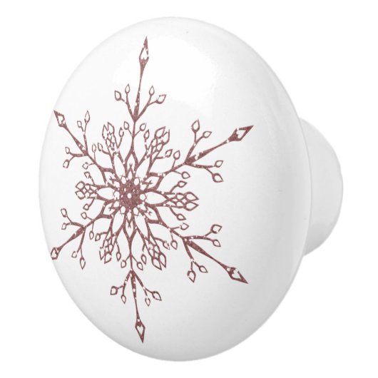 Elegante Rose Gold Glitzer Snowflake Weihnachten Keramikknauf (Rechts)