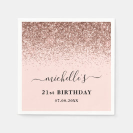 Elegante Rose Gold Glitzer Sparkle 21. Geburtstag Serviette