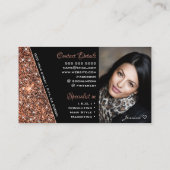 Elegante Rose Gold Glitzer Sparkle Schwarz mit Fot Visitenkarte (Rückseite)