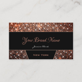 Elegante Rose Gold Glitzer Sparkle Schwarz mit Fot Visitenkarte