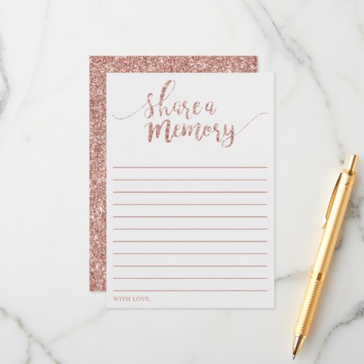 Elegante Rose Gold Glitzer teilen sich eine Speich Hinweiskarte (Vorderseite/Rückseite Beispiel)