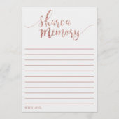 Elegante Rose Gold Glitzer teilen sich eine Speich Hinweiskarte (Vorderseite)