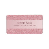 Elegante Rose Gold Glitzer Trendy Template Adresse Adressaufkleber (Vorne)
