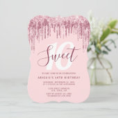 Elegante Rose Gold Glitzer Tropfen 16 . Geburtstag Einladung (Stehend Vorderseite)