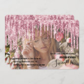 Elegante Rose Gold Glitzer Tropfen 16 . Geburtstag Einladung (Vorne/Hinten)