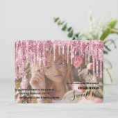 Elegante Rose Gold Glitzer Tropfen 16 . Geburtstag Einladung (Stehend Vorderseite)