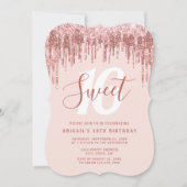 Elegante Rose Gold Glitzer Tropfen 16 . Geburtstag Einladung (Vorderseite)
