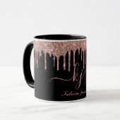 Elegante Rose Gold Glitzer Tropfen 2 Monogramm Scr Tasse (Vorderseite Links)