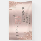 Elegante Rose Gold Glitzer Tropfen 50. Geburtstag Banner (Vertikal)